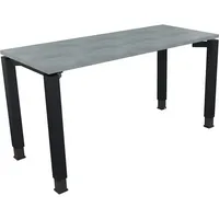Soennecken Schreibtisch All in One, manuell höhenverstellbar, 68-82cm (H), 140x60cm (BxT), rechteckig, beton hell / anthrazit metallic 4003