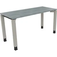 Soennecken Schreibtisch All in One, manuell höhenverstellbar, 68-82cm (H), 140x60cm (BxT), rechteckig, beton hell / silberaluminium 4003969