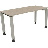 Soennecken Schreibtisch All in One, manuell höhenverstellbar, 68-82cm (H), 140x60cm (BxT), rechteckig, eiche natur / silberaluminium 400396