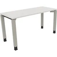 Soennecken Schreibtisch All in One, manuell höhenverstellbar, 68-82cm (H), 140x60cm (BxT), rechteckig, weiß / silberaluminium 4003969077195