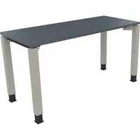 Soennecken Schreibtisch All in One, manuell höhenverstellbar, 68-82cm (H), 140x60cm (BxT), rechteckig, lavagrau / silberaluminium 400396907