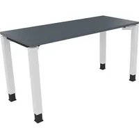 Soennecken Schreibtisch All in One, manuell höhenverstellbar, 68-82cm (H), 140x60cm (BxT), rechteckig, lavagrau / weiß 4003969077171 Soenne