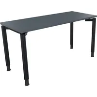 Soennecken Schreibtisch All in One, manuell höhenverstellbar, 68-82cm (H), 140x60cm (BxT), rechteckig, lavagrau / anthrazit metallic 400396