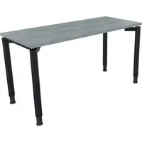 Soennecken Schreibtisch All in One, manuell höhenverstellbar, 68-82cm (H), 140x60cm (BxT), rechteckig, beton hell / anthrazit metallic 4003