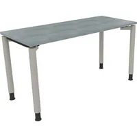 Soennecken Schreibtisch All in One, manuell höhenverstellbar, 68-82cm (H), 140x60cm (BxT), rechteckig, beton hell / silberaluminium 4003969