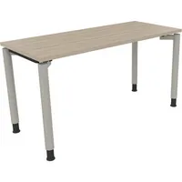Soennecken Schreibtisch All in One, manuell höhenverstellbar, 68-82cm (H), 140x60cm (BxT), rechteckig, eiche natur / silberaluminium 400396
