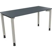 Soennecken Schreibtisch All in One, manuell höhenverstellbar, 68-82cm (H), 140x60cm (BxT), rechteckig, lavagrau / silberaluminium 400396908