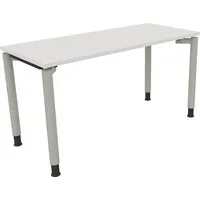 Soennecken Schreibtisch All in One, manuell höhenverstellbar, 68-82cm (H), 140x60cm (BxT), rechteckig, weiß / silberaluminium 4003969081284