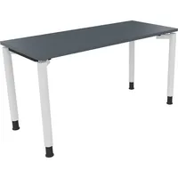 Soennecken Schreibtisch All in One, manuell höhenverstellbar, 68-82cm (H), 140x60cm (BxT), rechteckig, lavagrau / weiß 4003969081116 Soenne