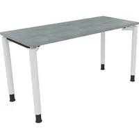 Soennecken Schreibtisch All in One, manuell höhenverstellbar, 68-82cm (H), 140x60cm (BxT), rechteckig, beton hell / weiß 4003969081215 Soen