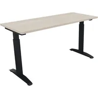 Soennecken Schreibtisch All in One, manuell höhenverstellbar, 65-85cm (H), 140x60cm (BxT), rechteckig, akazie hell / anthrazit metallic 400