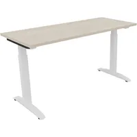 Soennecken Schreibtisch All in One, manuell höhenverstellbar, 65-85cm (H), 140x60cm (BxT), rechteckig, akazie hell / weiß 4003969072190 Soe
