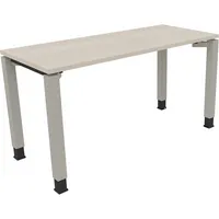 Soennecken Schreibtisch All in One, manuell höhenverstellbar, 68-82cm (H), 140x60cm (BxT), rechteckig, akazie hell / silberaluminium 400396