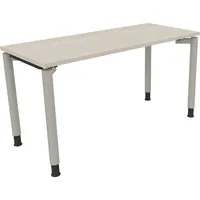 Soennecken Schreibtisch All in One, manuell höhenverstellbar, 68-82cm (H), 140x60cm (BxT), rechteckig, akazie hell / silberaluminium 400396