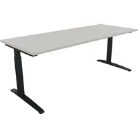 Soennecken Schreibtisch All in One, manuell höhenverstellbar, 65-85cm (H), 180x70cm (BxT), rechteckig, lichtgrau / anthrazit metallic 40039