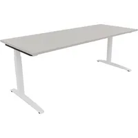 Soennecken Schreibtisch All in One, manuell höhenverstellbar, 65-85cm (H), 200x80cm (BxT), rechteckig, lichtgrau / weiß 4003969075092 Soenn
