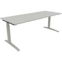 Soennecken Schreibtisch All in One, manuell höhenverstellbar, 65-85cm (H), 180x70cm (BxT), rechteckig, lichtgrau / silberaluminium 40039690