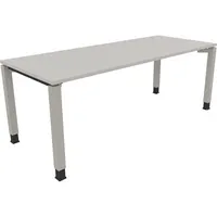 Soennecken Schreibtisch All in One, manuell höhenverstellbar, 68-82cm (H), 200x80cm (BxT), rechteckig, lichtgrau / silberaluminium 40039690