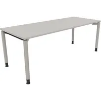 Soennecken Schreibtisch All in One, manuell höhenverstellbar, 68-82cm (H), 200x80cm (BxT), rechteckig, lichtgrau / silberaluminium 40039690