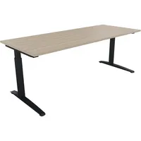 Soennecken Schreibtisch All in One, manuell höhenverstellbar, 65-85cm (H), 200x80cm (BxT), rechteckig, eiche natur / anthrazit metallic 400