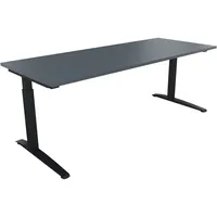 Soennecken Schreibtisch All in One, manuell höhenverstellbar, 65-85cm (H), 200x80cm (BxT), rechteckig, lavagrau / anthrazit metallic 400396