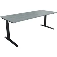 Soennecken Schreibtisch All in One, manuell höhenverstellbar, 65-85cm (H), 200x80cm (BxT), rechteckig, beton hell / anthrazit metallic 4003