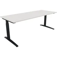 Soennecken Schreibtisch All in One, manuell höhenverstellbar, 65-85cm (H), 200x80cm (BxT), rechteckig, weiß / anthrazit metallic 4003969075