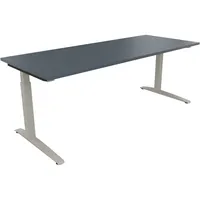 Soennecken Schreibtisch All in One, manuell höhenverstellbar, 65-85cm (H), 200x80cm (BxT), rechteckig, lavagrau / silberaluminium 400396907