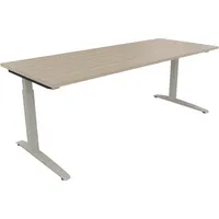 Soennecken Schreibtisch All in One, manuell höhenverstellbar, 65-85cm (H), 200x80cm (BxT), rechteckig, eiche natur / silberaluminium 400396