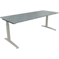 Soennecken Schreibtisch All in One, manuell höhenverstellbar, 65-85cm (H), 200x80cm (BxT), rechteckig, beton hell / silberaluminium 4003969