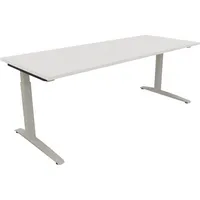Soennecken Schreibtisch All in One, manuell höhenverstellbar, 65-85cm (H), 200x80cm (BxT), rechteckig, weiß / silberaluminium 4003969075054