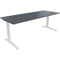 Soennecken Schreibtisch All in One, manuell höhenverstellbar, 65-85cm (H), 200x80cm (BxT), rechteckig, lavagrau / weiß 4003969075016 Soenne