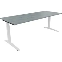 Soennecken Schreibtisch All in One, manuell höhenverstellbar, 65-85cm (H), 200x80cm (BxT), rechteckig, beton hell / weiß 4003969075139 Soen