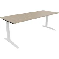 Soennecken Schreibtisch All in One, manuell höhenverstellbar, 65-85cm (H), 200x80cm (BxT), rechteckig, eiche natur / weiß 4003969075061 Soe