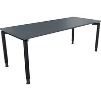 Soennecken Schreibtisch All in One, manuell höhenverstellbar, 68-82cm (H), 200x80cm (BxT), rechteckig, lavagrau / anthrazit metallic 400396
