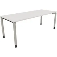 Soennecken Schreibtisch All in One, manuell höhenverstellbar, 68-82cm (H), 200x80cm (BxT), rechteckig, weiß / silberaluminium 4003969082878