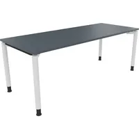 Soennecken Schreibtisch All in One, manuell höhenverstellbar, 68-82cm (H), 200x80cm (BxT), rechteckig, lavagrau / weiß 4003969082830 Soenne