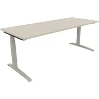 Soennecken Schreibtisch All in One, manuell höhenverstellbar, 65-85cm (H), 200x80cm (BxT), rechteckig, akazie hell / silberaluminium 400396