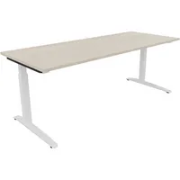 Soennecken Schreibtisch All in One, manuell höhenverstellbar, 65-85cm (H), 200x80cm (BxT), rechteckig, akazie hell / weiß 4003969075146 Soe