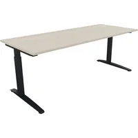 Soennecken Schreibtisch All in One, manuell höhenverstellbar, 65-85cm (H), 200x80cm (BxT), rechteckig, akazie hell / anthrazit metallic 400