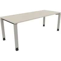 Soennecken Schreibtisch All in One, manuell höhenverstellbar, 68-82cm (H), 200x80cm (BxT), rechteckig, akazie hell / silberaluminium 400396
