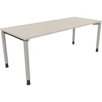 Soennecken Schreibtisch All in One, manuell höhenverstellbar, 68-82cm (H), 200x80cm (BxT), rechteckig, akazie hell / silberaluminium 400396
