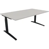 Soennecken Schreibtisch All in One, manuell höhenverstellbar, 65-85cm (H), 180x100cm (BxT), rechteckig, lichtgrau / anthrazit metallic 4003