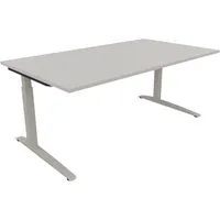 Soennecken Schreibtisch All in One, manuell höhenverstellbar, 65-85cm (H), 160x70cm (BxT), rechteckig, lichtgrau / silberaluminium 40039690