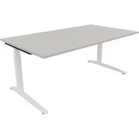 Soennecken Schreibtisch All in One, manuell höhenverstellbar, 65-85cm (H), 180x100cm (BxT), rechteckig, lichtgrau / weiß 4003969073593 Soen