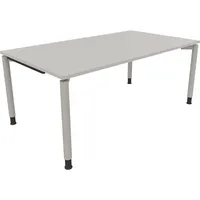 Soennecken Schreibtisch All in One, manuell höhenverstellbar, 68-82cm (H), 180x100cm (BxT), rechteckig, lichtgrau / silberaluminium 4003969