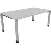 Soennecken Schreibtisch All in One, manuell höhenverstellbar, 68-82cm (H), 180x100cm (BxT), rechteckig, lichtgrau / silberaluminium 4003969