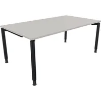 Soennecken Schreibtisch All in One, manuell höhenverstellbar, 68-82cm (H), 180x100cm (BxT), rechteckig, lichtgrau / anthrazit metallic 4003