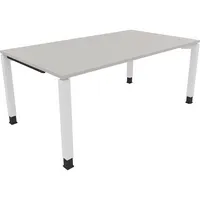 Soennecken Schreibtisch All in One, manuell höhenverstellbar, 68-82cm (H), 180x100cm (BxT), rechteckig, lichtgrau / weiß 4003969078345 Soen
