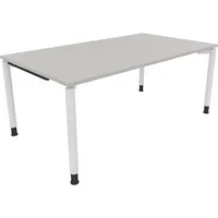 Soennecken Schreibtisch All in One, manuell höhenverstellbar, 68-82cm (H), 180x100cm (BxT), rechteckig, lichtgrau / weiß 4003969082120 Soen
